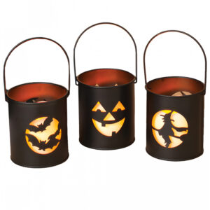 Schwarze Halloween Metall Laternen 11cm 3er Set