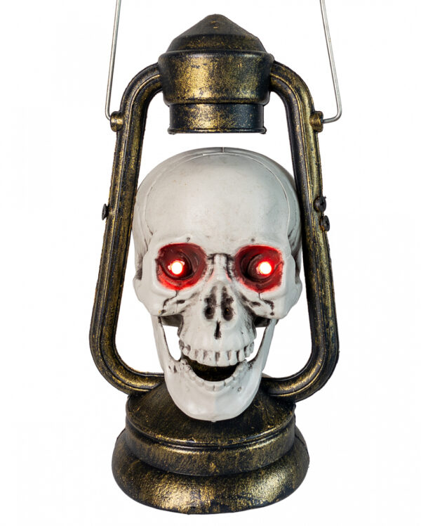 Totenkopf Grubenlaterne mit LED 24cm