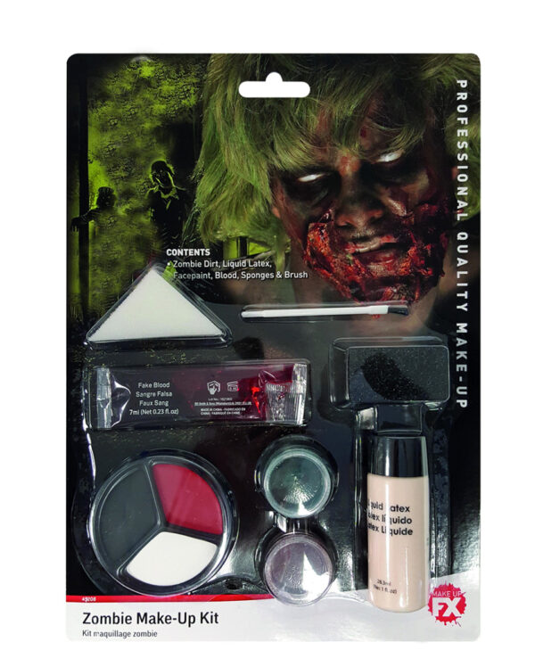 Blutiges Zombie Make-Up Set 10-teilig