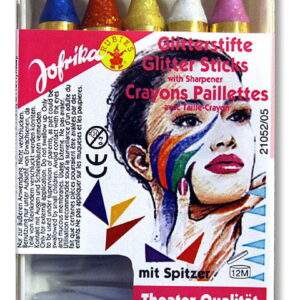 Glitzer Schminkstifte 5 Farben mit Spitzer