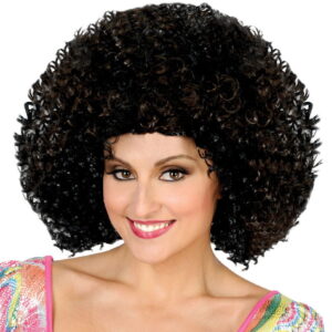 Disco Afro Perücke schwarz/braun