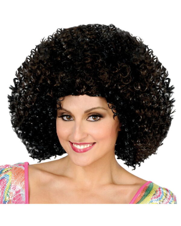 Disco Afro Perücke schwarz/braun