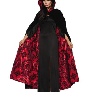 Deluxe Satin Samt Cape schwarz/rot