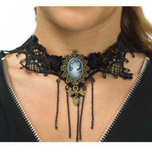 Steampunk Spitzencollier mit Cameo Anhänger