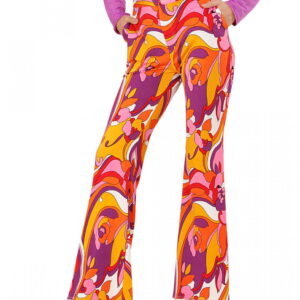 Groovy 70`s Damen-Schlaghose Orchideen L/XL