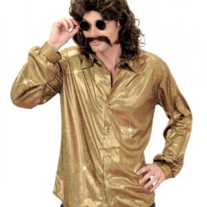 80er Jahre Disco-Hemd Gold M/L