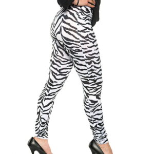 Zebra Kostüm Leggings Weiß L/XL