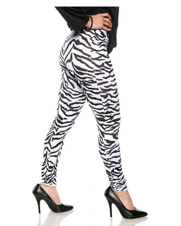 Zebra Kostüm Leggings Weiß L/XL