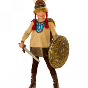 Kleine Vikingerin Kinder Kostüm mit Hörnerhelm M