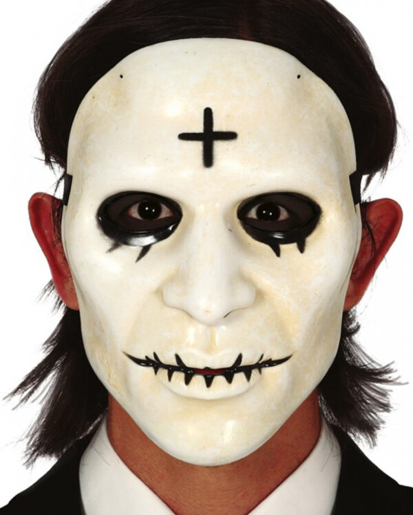 Weiße PVC Maske mit Kreuz