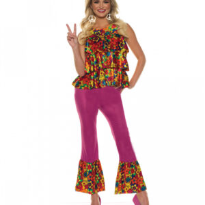 Hippie Girl Kostüm mit Schlaghose XL