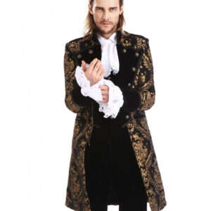 Gothic Aristokrat Herren Mantel Gold Schwarz XXXL