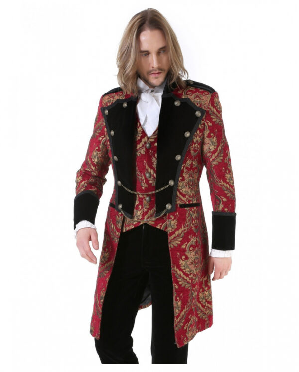 Gothic Aristokrat Herren Mantel Gold Rot XL