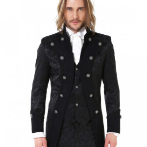 Steampunk Aristokrat Herren Mantel Schwarz 3XL