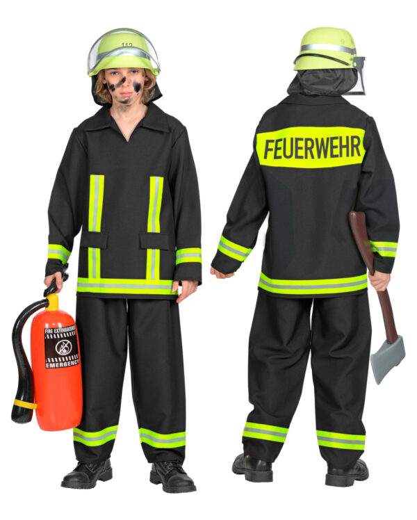 Feuerwehrmann Kostüm für Kinder XL 140