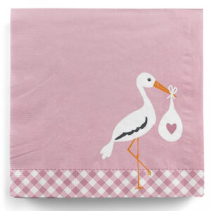 Servietten Storch Baby Rosa 20 St.