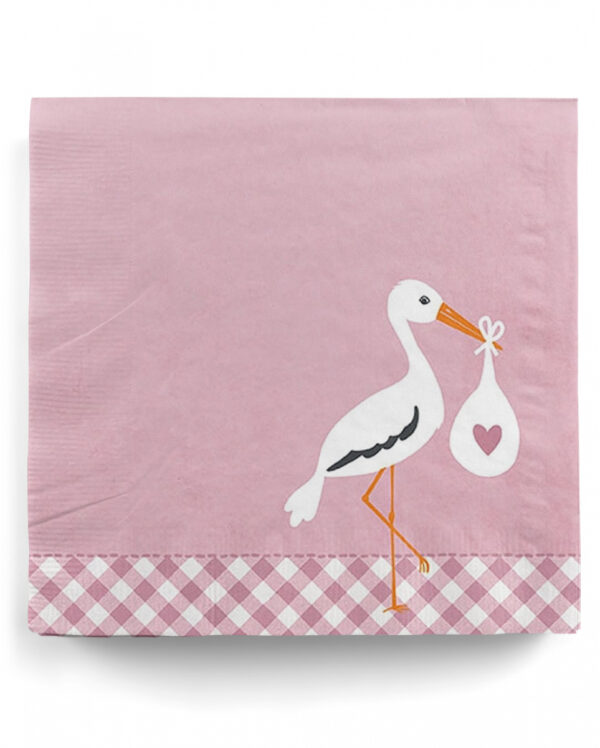 Servietten Storch Baby Rosa 20 St.