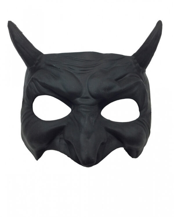 Schwarze Goblin Halbmaske mit Hörner