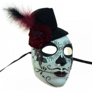 Sugar Skull Maske mit Mini Zylinder