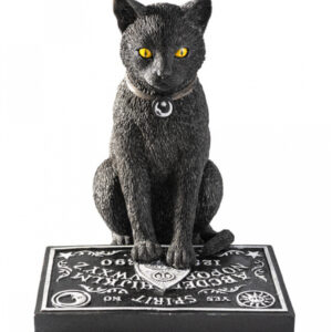 Schwarze Katze mit Ouija Brett