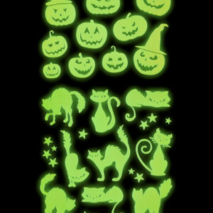 Leuchtende Halloween Sticker "Kürbisse & Katzen"