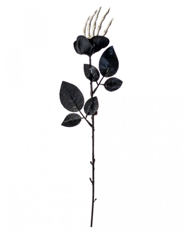 Schwarze Rose mit Skeletthand