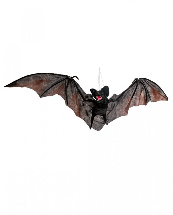 Schwarze Fledermaus mit Bewegung & Leuchtaugen 122 cm