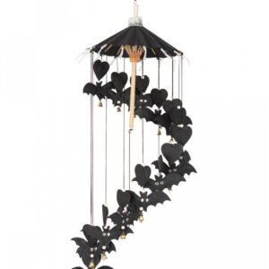 Schwarzes Fledermaus Mobile aus Naturpapier 65cm