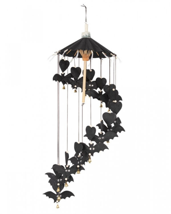 Schwarzes Fledermaus Mobile aus Naturpapier 65cm