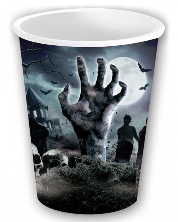 Halloween Zombie Friedhof Pappbecher 6 St.