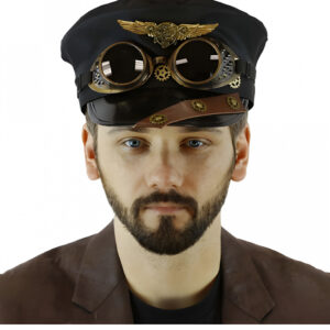 Steampunk Piloten Hut mit Fliegerbrille