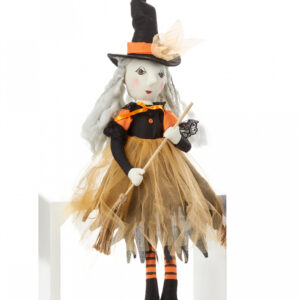 Orange Halloween Hexe Kantenhocker Figur 50cm