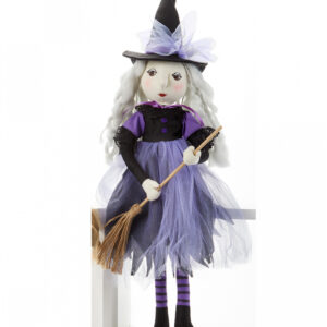 Lila Halloween Hexe Kantenhocker Figur 50cm