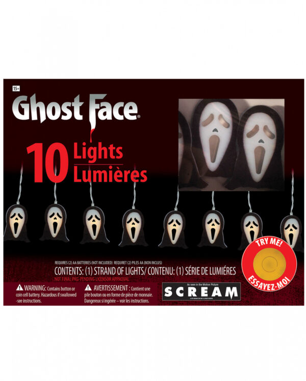 Scream Ghost Face Lichterkette mit 10 LEDs