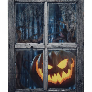 Fake Fenster mit Creepy Halloween Kürbis 120cm