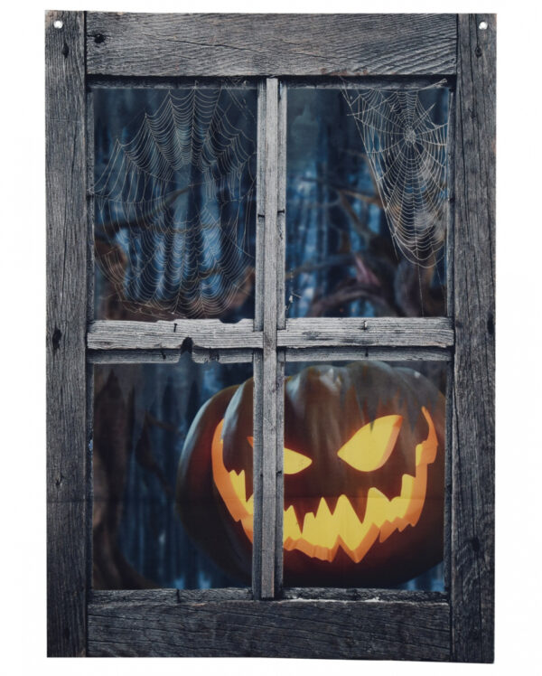 Fake Fenster mit Creepy Halloween Kürbis 120cm