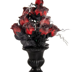 Gothic Vase mit Roten verblühten Rosen & Spinnweben