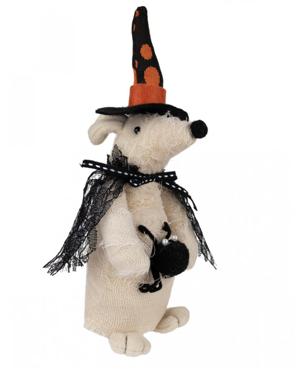 Plüsch Halloween Maus mit Spinne 23cm