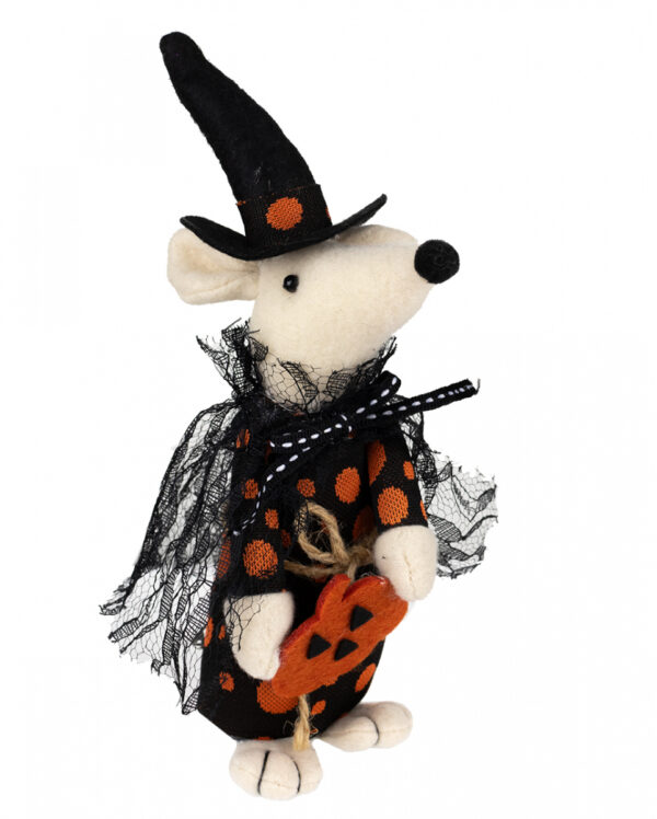 Plüsch Halloween Maus mit Kürbis 23cm