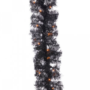 Schwarze Halloween Girlande mit Orangen LED´s 183cm