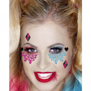 Harlekin Superheldin Make-Up Aufkleber