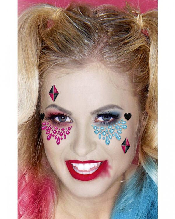 Harlekin Superheldin Make-Up Aufkleber