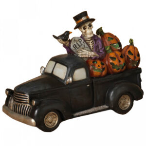 Leuchtender Halloween Pick Up mit Skelett 24cm