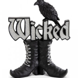 Wicked Hexenstiefel mit Rabe Glitter Deko 24cm