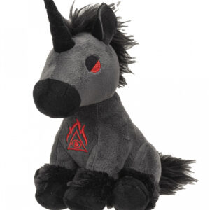 Schwarzes Gothic Einhorn aus Plüsch 20cm