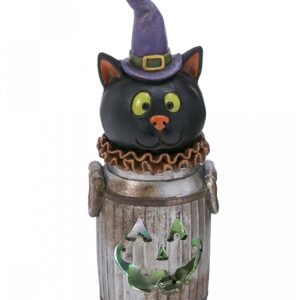 Halloween Katze in leuchtender Milchkanne 18cm