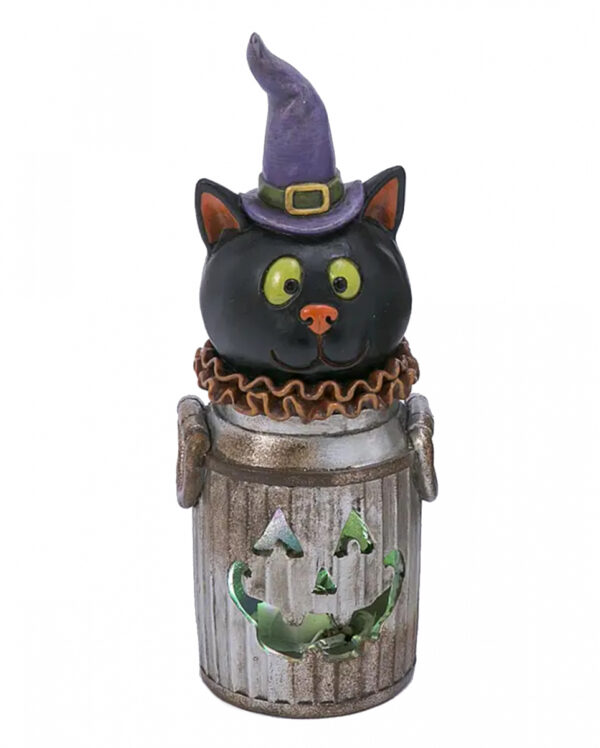 Halloween Katze in leuchtender Milchkanne 18cm