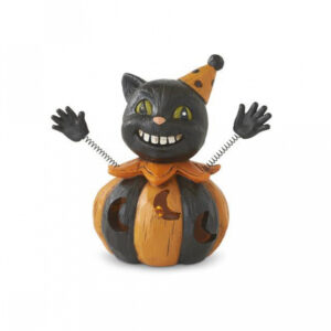 Vintage Halloween Pumpkin Katze LED Figur 10cm