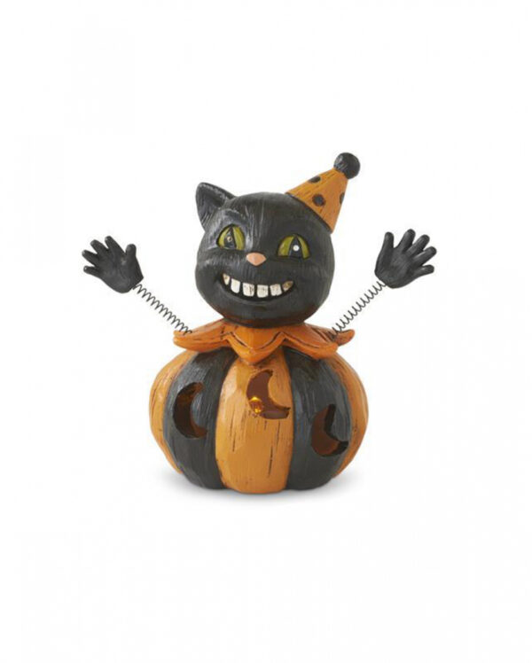 Vintage Halloween Pumpkin Katze LED Figur 10cm