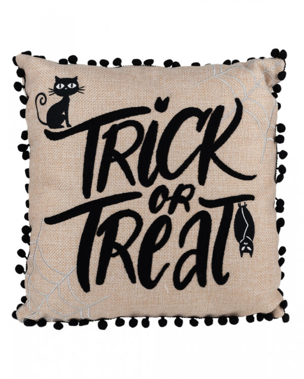 Trick or Treat Kissen mit Katze & Fledermaus 40x40cm